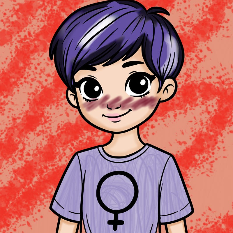 girl with pixie cut and feminist shirt