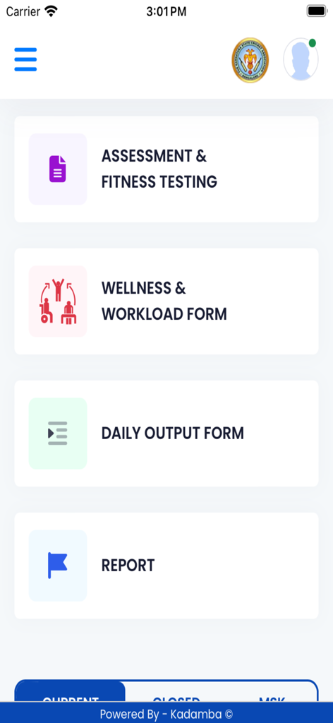 KSCA OTMS - KSCA OTMS app dashboard showing cricket player management menu options