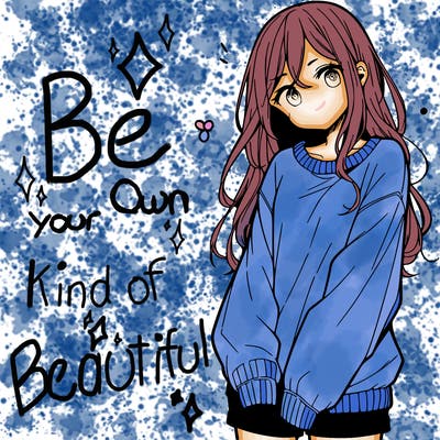 manga teen girl  in a sweater and baggy pants