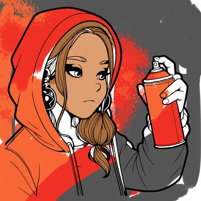 a realistic girl, spray painting