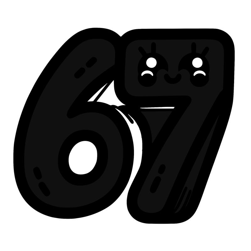 the numbers 67