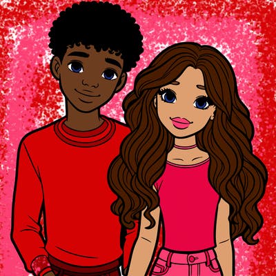 black girl and white boy teen couple