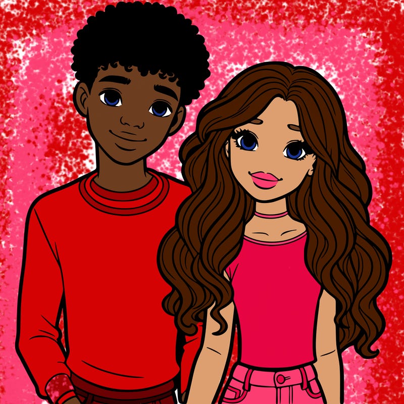 black girl and white boy teen couple