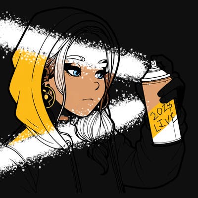 a realistic girl, spray painting