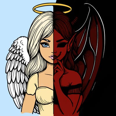 realistic angel half demon