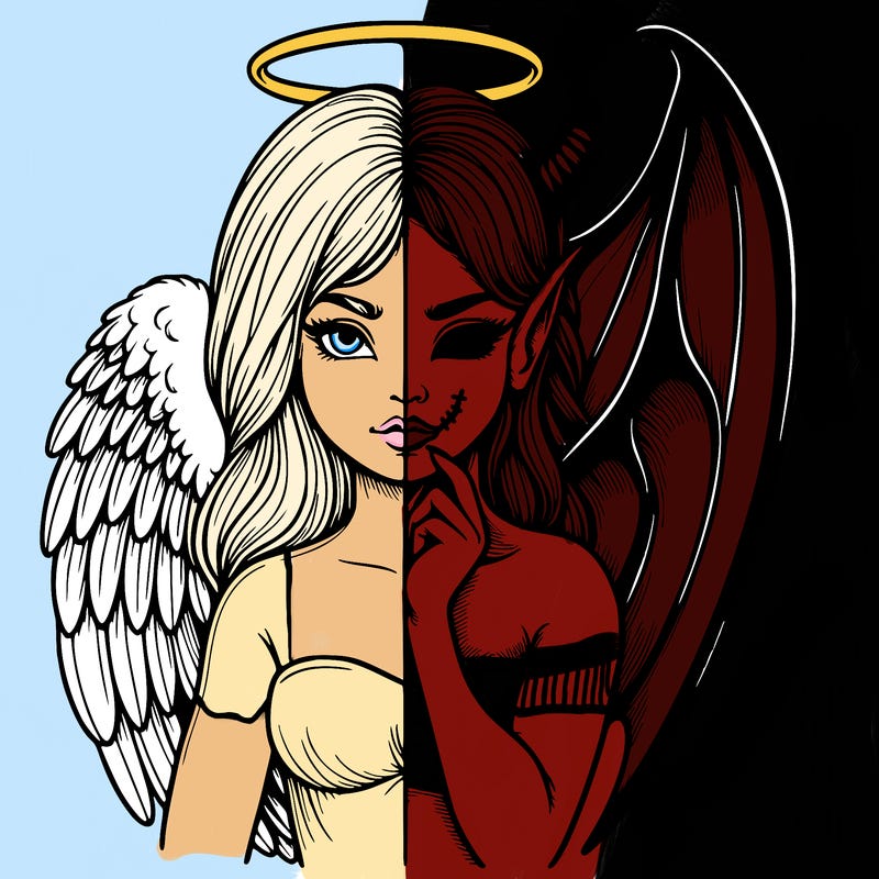 realistic angel half demon