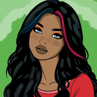 realistic girl with hair on her hair and lips