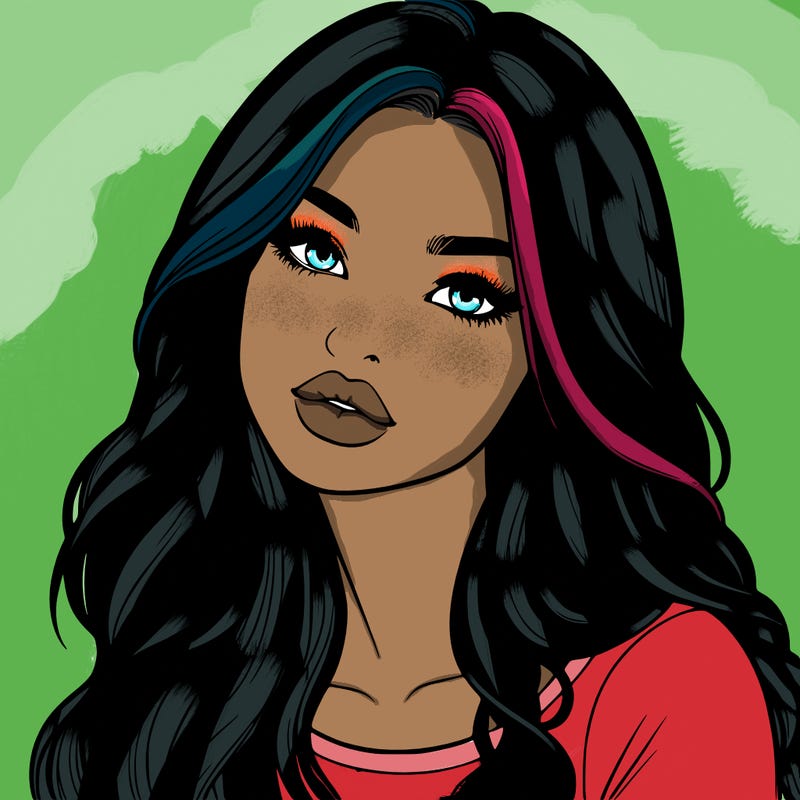 realistic girl with hair on her hair and lips