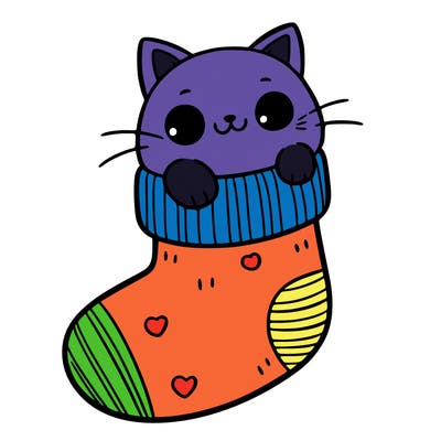 cute cat in a sock
