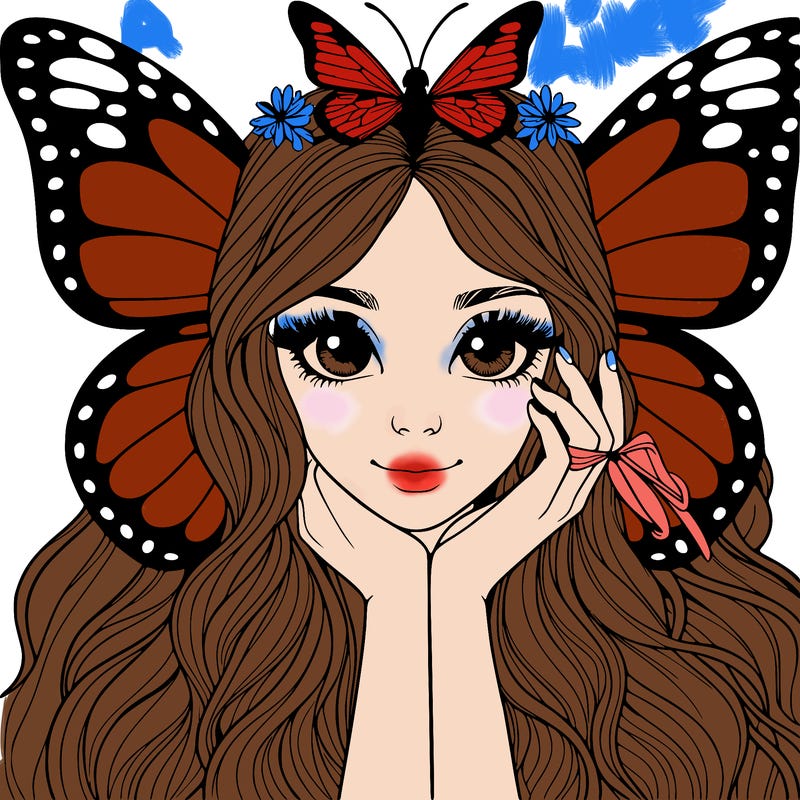 butterfly realistic girl