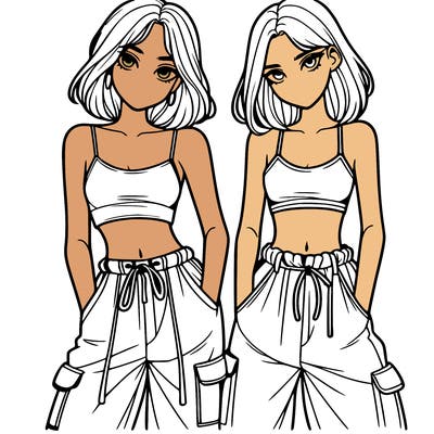 two girls with crop top with baggy pants