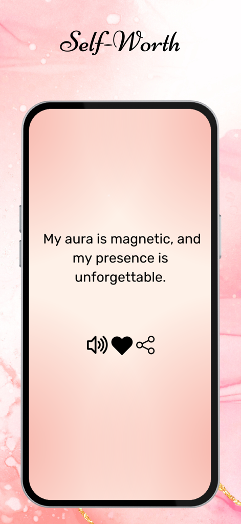 That Girl Affirmations - Una cita de afirmación positiva de autoestima sobre un fondo estético rosa de la aplicación That Girl.