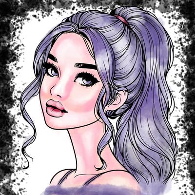 realistic girl with a ponytail on her hair and lips