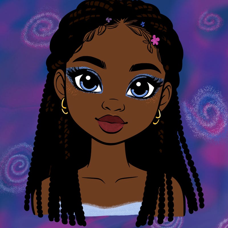 a realistic black girl with braids