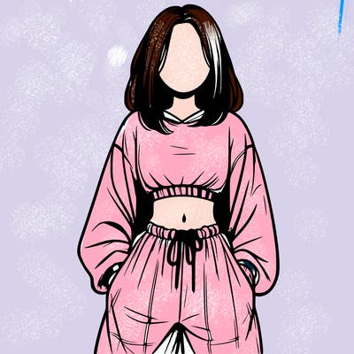 realistic girl faceless with baggy pants and a crop top