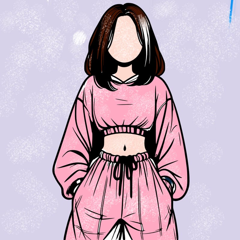 realistic girl faceless with baggy pants and a crop top