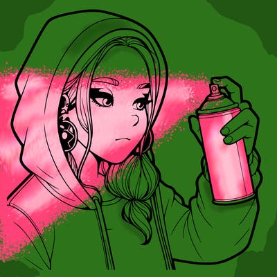 a realistic girl, spray painting