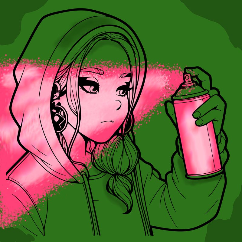 a realistic girl, spray painting