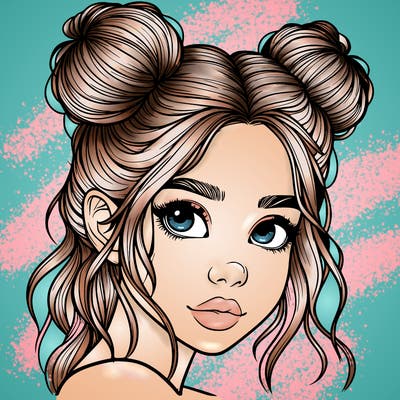realistic girl with hair buns on her head