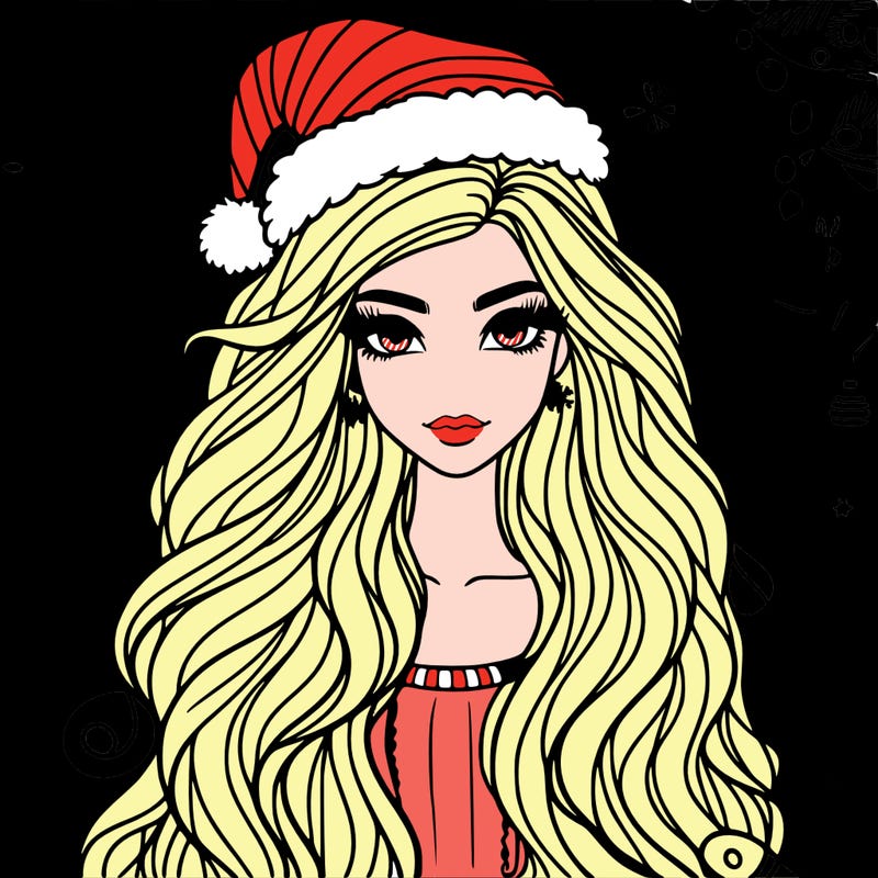 christmas fashionable female model and long hair