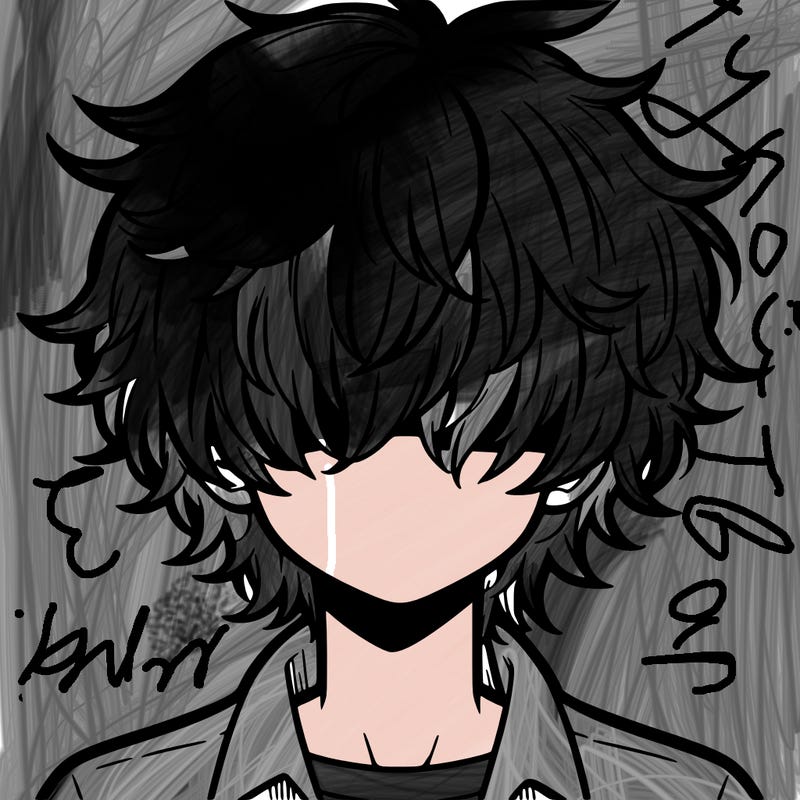 manga boy fluffy hair covering his eyes