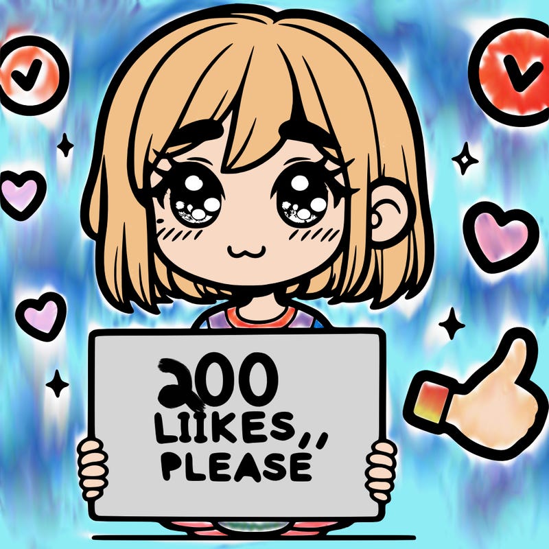 a girl with a sign saying 100 likes, please