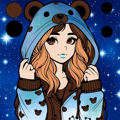 realistic girl in a animal pjs hoodie
