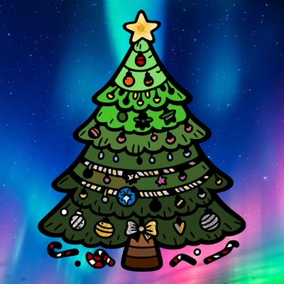 christmas tree with lots of details