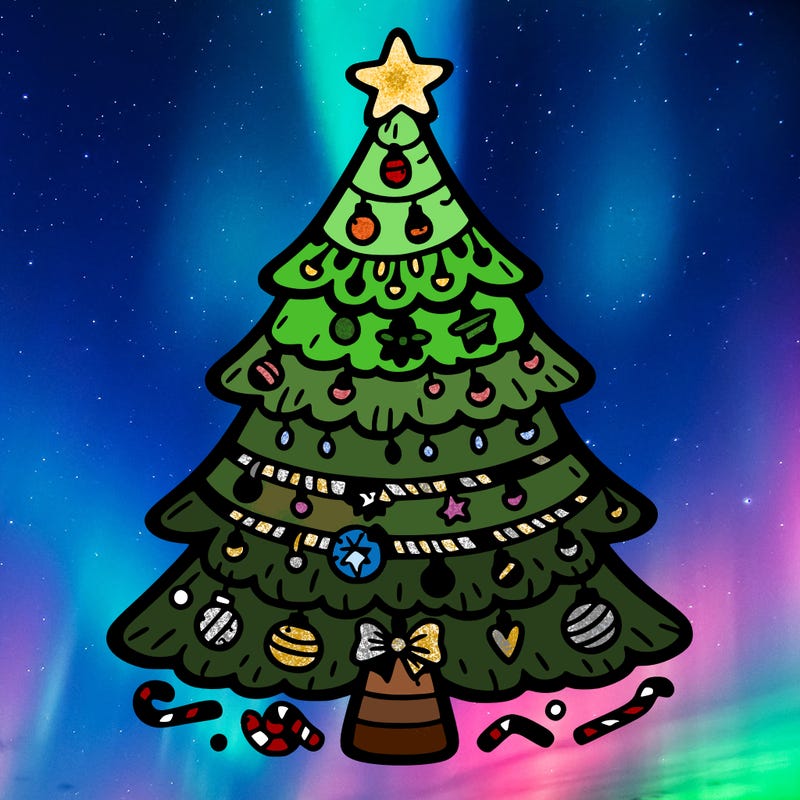 christmas tree with lots of details
