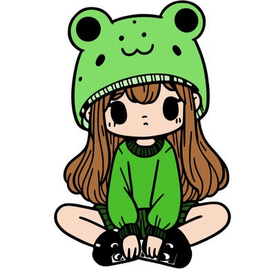 a girl wearing a frog hat and some frog socks