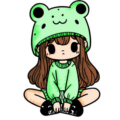 a girl wearing a frog hat and some frog socks