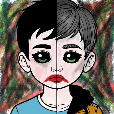 realistic split boy