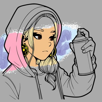 a realistic girl, spray painting