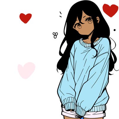 manga teen girl  in a sweater and baggy pants