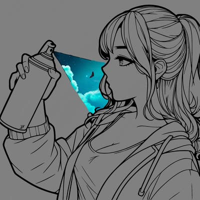 a realistic girl spray, painting