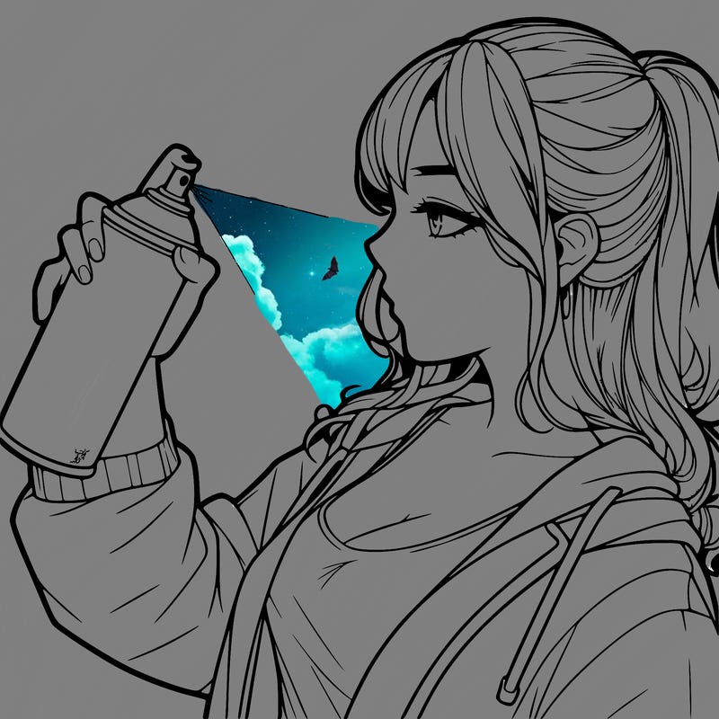 a realistic girl spray, painting