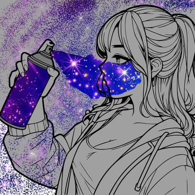 a realistic girl spray, painting