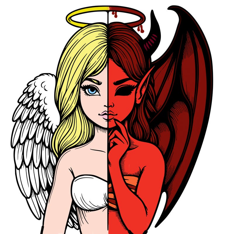 realistic angel half demon