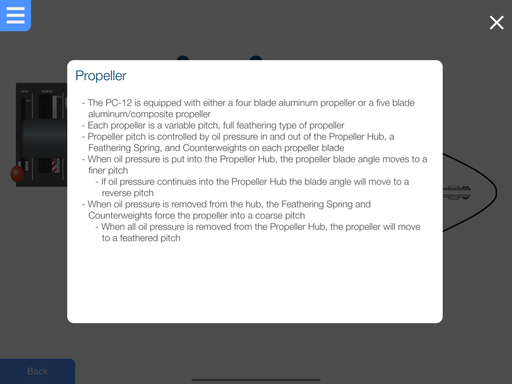 Pilatus PC-12 NG Training Aid - Technical information about the Pilatus PC-12 NG propeller system operation