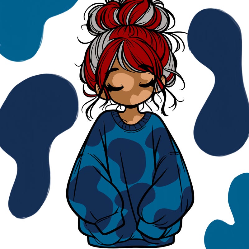 girl with baggy sweatshirt and messy bun