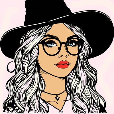 a witch with glasses realistic