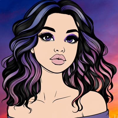 realistic girl with wavy hair and lips