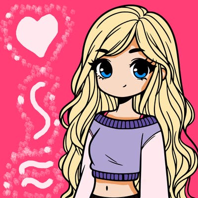 girl with long hair and a crop top with a sweater