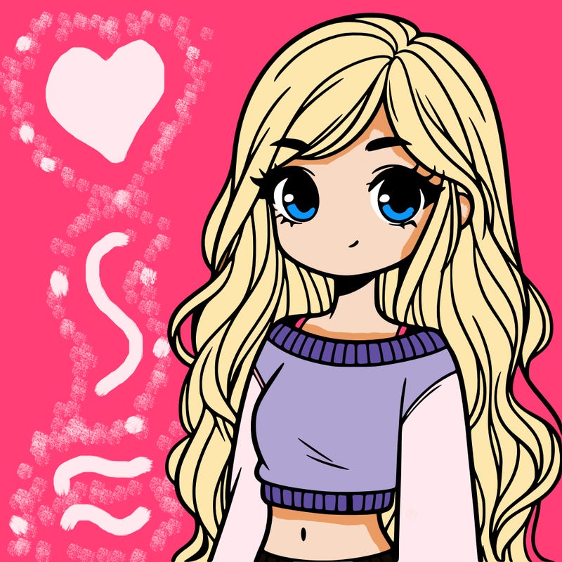 girl with long hair and a crop top with a sweater