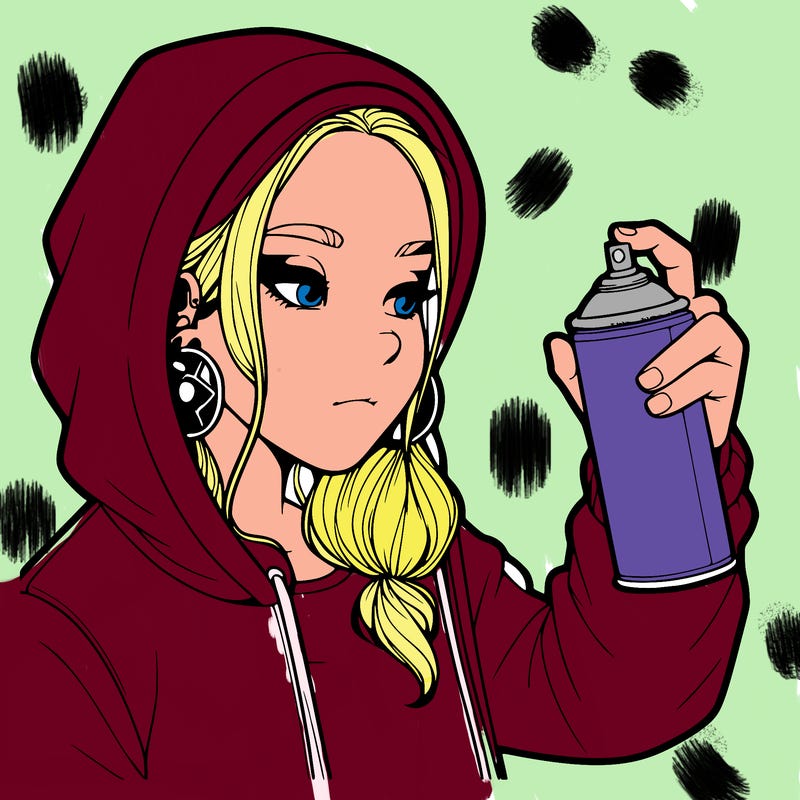 a realistic girl, spray painting