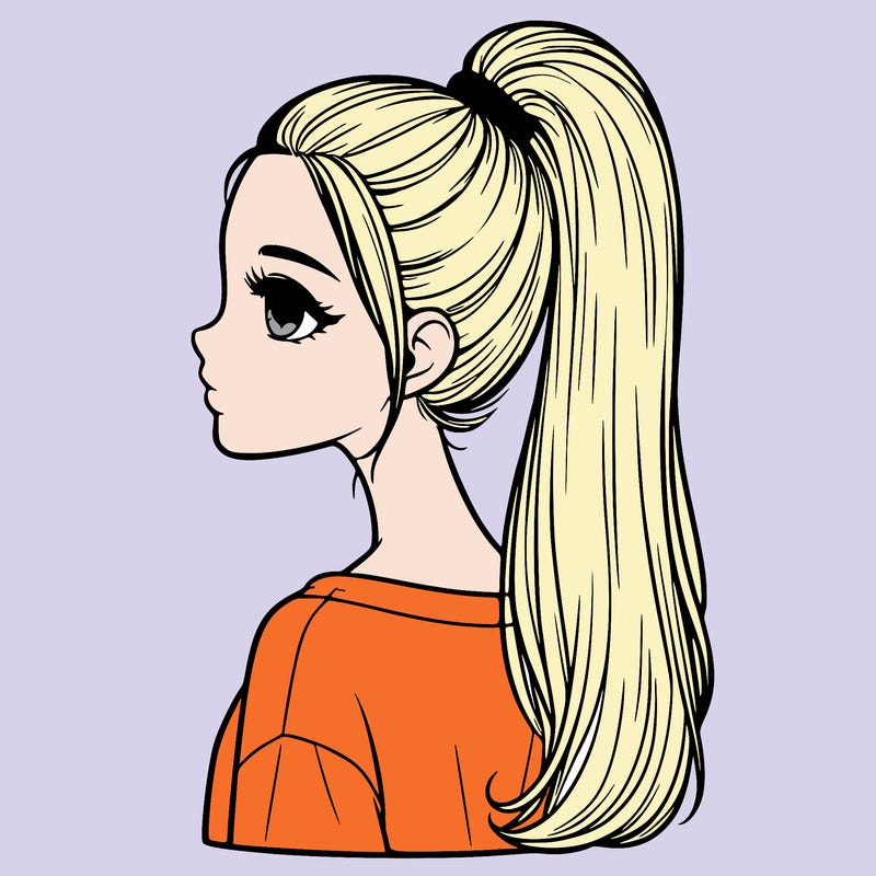 realistic girl with high pony tail