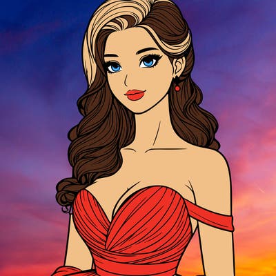 realistic woman in a beautiful dress