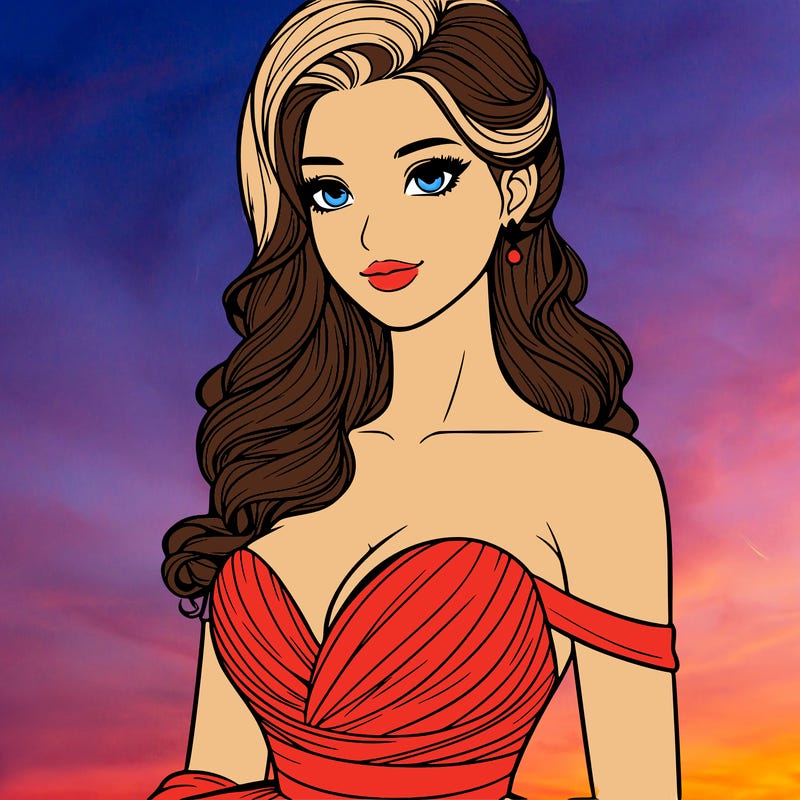 realistic woman in a beautiful dress