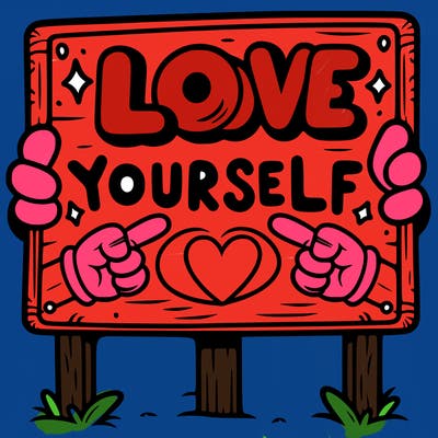 a sign where it is written: love yourself