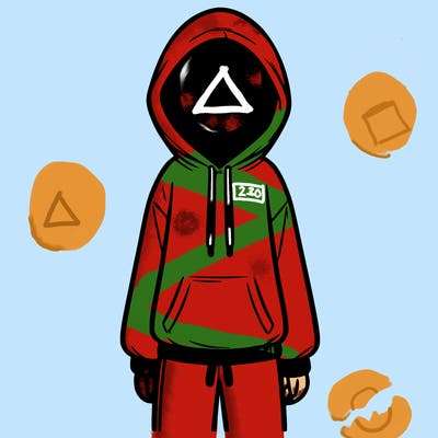 faceless girl in a tracksuit with a hood on and no hair